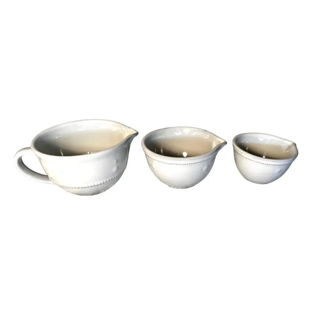 3 Piece Nesting Home Essentials White Stoneware Measuring Cup Set